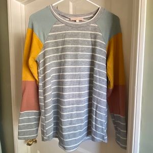 Waffle knit long sleeve tee
